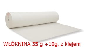 Flizelina \ WŁÓKNINA Biała 35 g +10g. z klejem - wyrywalna w jednym kierunku 