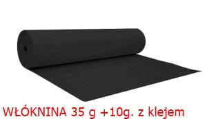 Flizelina \ WŁÓKNINA czarna 35 g +10g. z klejem - wyrywalna w jednym kierunku)