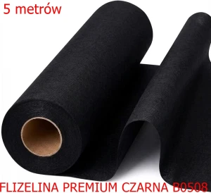 Flizelina PREMIUM BO508 do haftu 80g CZARNA 5 metrów
