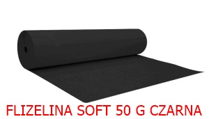 Flizelina \ WŁÓKNINA Czarna 50 g TYPU SOFT  ROLKA- wyrywalna w jednym kierunku , 90 cm szer  100m(50S)