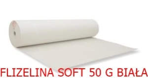 Flizelina \ WŁÓKNINA BIAŁA 50 g TYPU SOFT - wyrywalna w jednym kierunku , rolka 90 cm szer. 100 metrów(50S)
