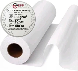 Flizelina PREMIUM 80G do haftu BIAŁA 90x100m