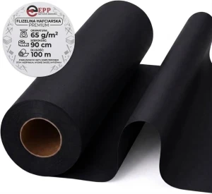 Flizelina PREMIUM 65G  do haftu CZARNA 90x100m