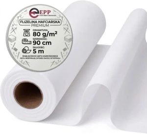 Flizelina PREMIUM 80G do haftu BIAŁA 5 METRÓW