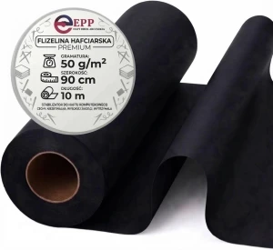 Flizelina PREMIUM 50G  do haftu CZARNA 10 METRÓW