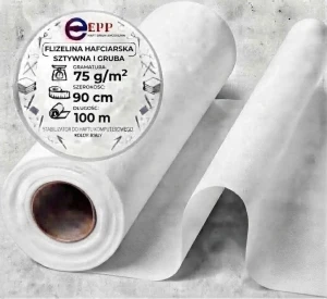 Flizelina PREMIUM BIAŁA  wydzieralna 75G – Sztywna i Gruba 90x100 m