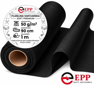 Flizelina PREMIUM/SOFT CZARNA Wydzieralna 50G 90x 1 METR